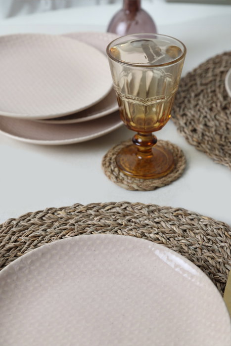 Hermia X00018989 Juego de Platos de Postre de Gres Cerámico, Crema, 21 cm (6 Piezas)